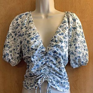 EUC Lush Blue Floral Blouse  Size:  Small